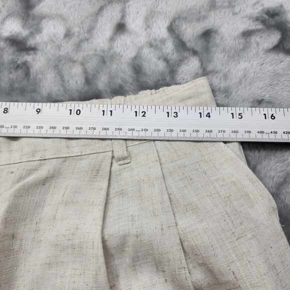 Vintage Sag Harbor Pants Womens 12 Tan Linen Blend Pleated High Rise Tapered - Picture 7 of 11